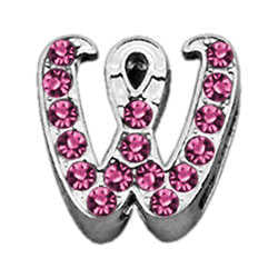 3/8" Pink Script Letter Sliding Charms W .