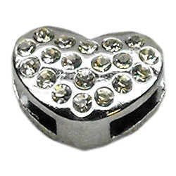 3/8" Slider Puffy Heart Charm Clear -