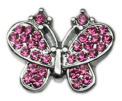 3/8" Slider Butterfly Charm Pink 3/8"