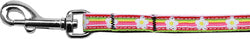 Striped Daisy Nylon Ribbon Pet Leash 3/8 inch wide 6Ft Lsh
