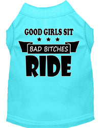 Bitches Ride Screen Print Dog Shirt Aqua XXL (18)