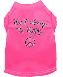 Be Hippy Screen Print Dog Shirt Bright Pink XS (8)
