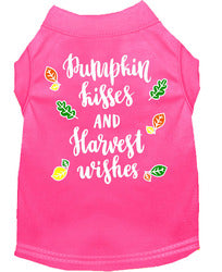 Pumpkin Kisses Screen Print Dog Shirt Bright Pink XS (8)