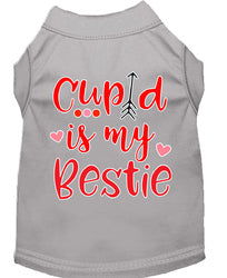Cupid is my Bestie Screen Print Dog Shirt Grey Med (12)