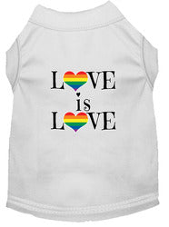 Love is Love Screen Print Dog Shirt White XS