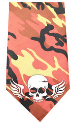 Skull Wings Screen Print Bandana Orange Camo