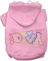 Technicolor Diva Rhinestone Pet Hoodie Light Pink XL (16)