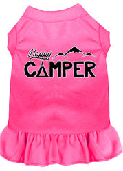 Happy Camper Screen Print Dog Dress Bright Pink 4X (22)