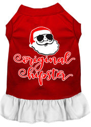 Original Hipster Screen Print Dog Dress Red with White Med (12)