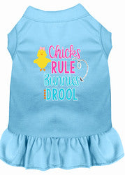 Chicks Rule Screen Print Dog Dress Baby Blue XXL (18)