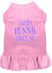 Every Bunny Loves me Screen Print Dog Dress Light Pink Sm (10)