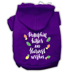 Pumpkin Kisses Screenprint Dog Hoodie Purple XS (8)