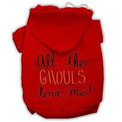 All the Ghouls Screenprint Dog Hoodie Red XL (16)
