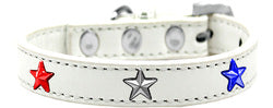 Red, White and Blue Stars Widget Dog Collar White Size 16
