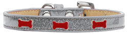 Red Bone Widget Dog Collar Silver Ice Cream Size 12