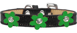 Metallic Flower Ice Cream Collar Black With Metallic Emerald Green flowers Size 14
