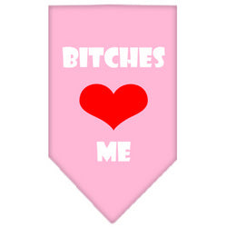 Bitches Love Me Screen Print Bandana Light Pink Small