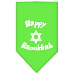 Happy Hanukkah Screen Print Bandana Lime Green Small