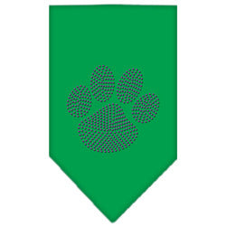 Paw Purple Rhinestone Bandana Emerald Green Small