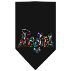 Technicolor Angel Rhinestone Pet Bandana Black Size Small