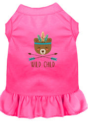 Wild Child Embroidered Dog Dress Bright Pink Sm (10)