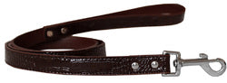 Plain Croc Leash Chocolate 3/4'' wide x 4' long