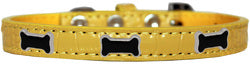 Black Bone Widget Croc Dog Collar Yellow Size 10
