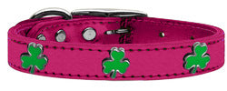 Shamrock Widget Genuine Metallic Leather Dog Collar Pink 24