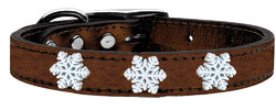 Snowflake Widget Genuine Metallic Leather Dog Collar Collars Leashes